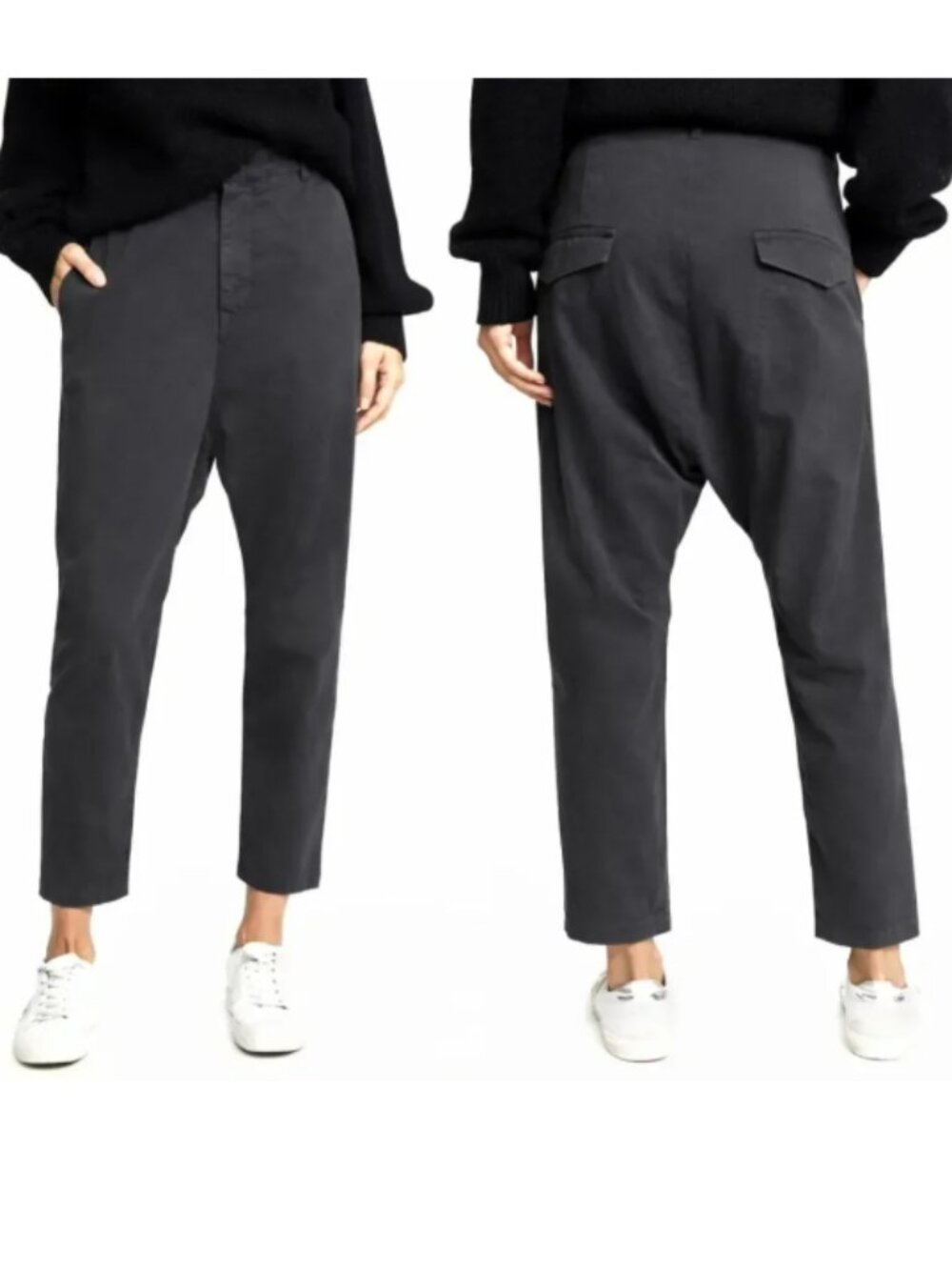 Nili Lotan Paris Drop Crotch Pants Size 6 Carbon Grey